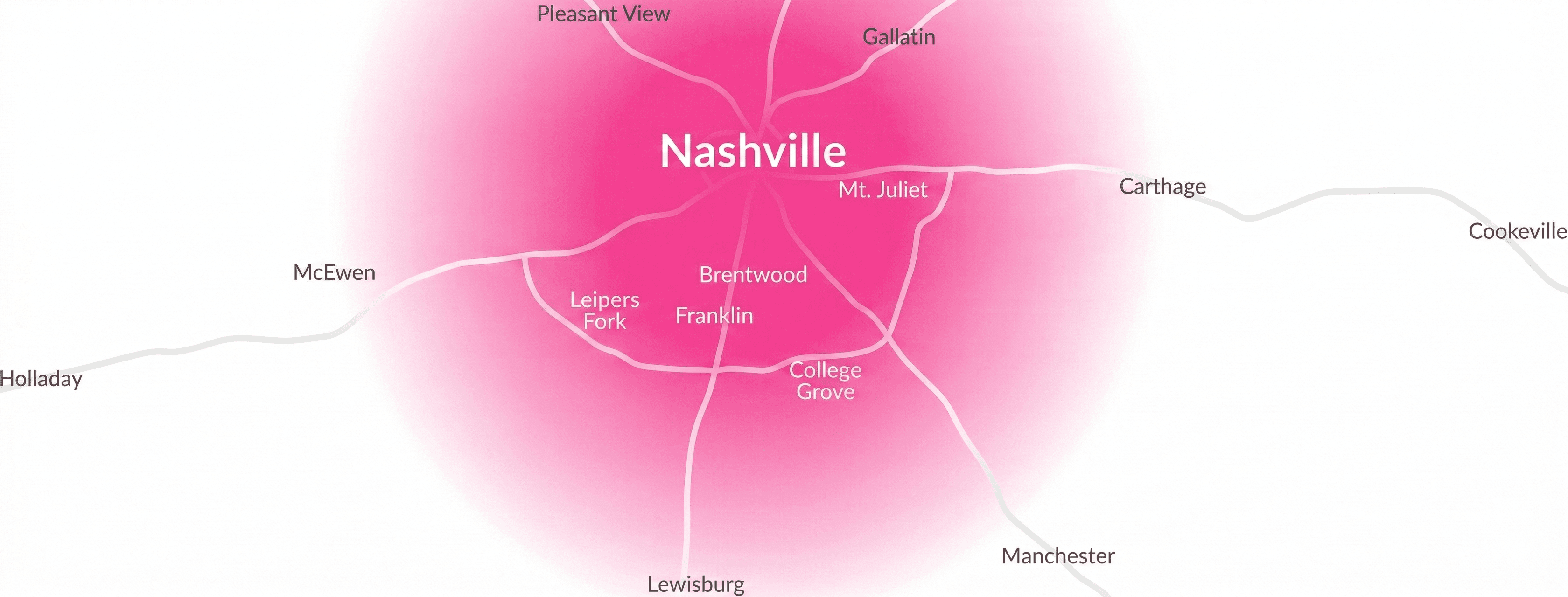 TGPC Service Area Map — Nashville and surrounding areas