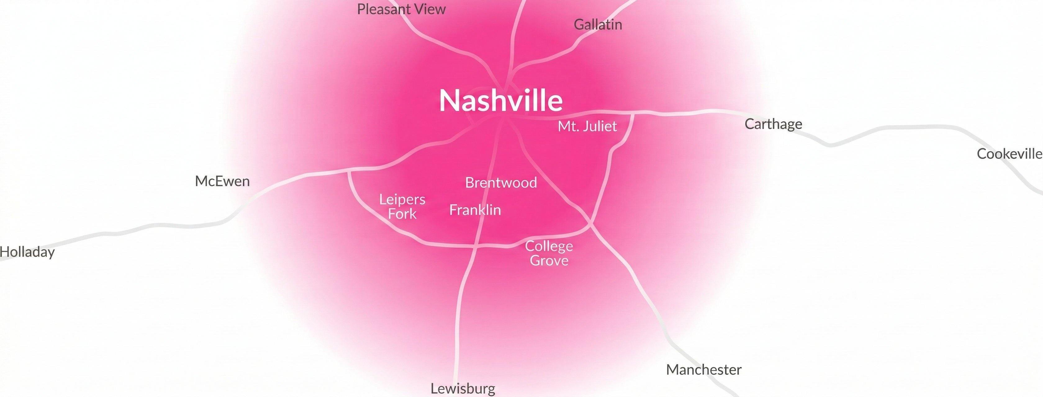 TGPC Service Area Map — Nashville and surrounding areas